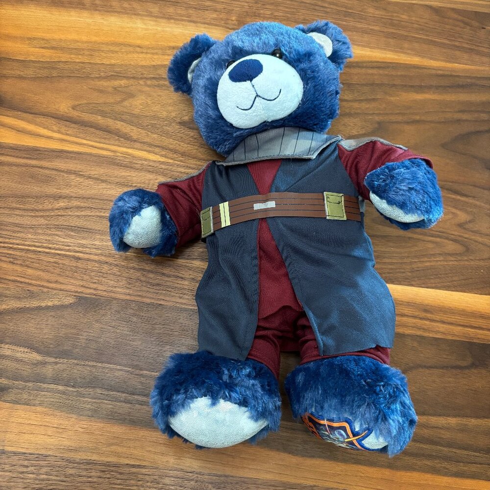 Build-A-Bear Teddy Bear with Star Wars costume and Star Wars paw insignia